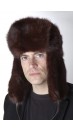 Tamsiai rudo marten kiaunės kailio rusiško modelio kepurė